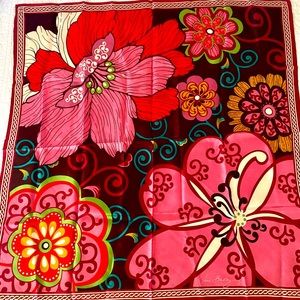 Vera Bradley pattern scarf pink red brown EUC
